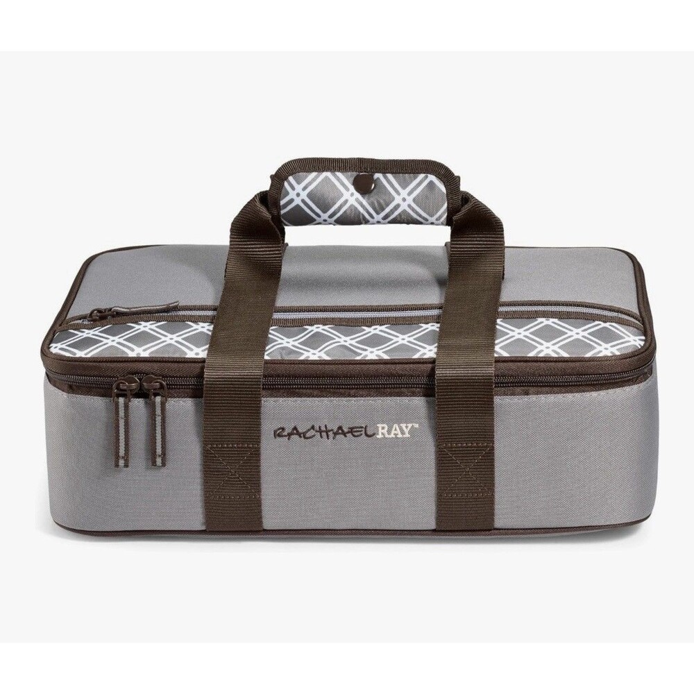Rachael Ray Expandable Lasagna Lugger Carrier Gray Insulated Bag New - Picture 2 of 6